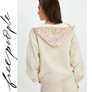 Free People Buttercup Combo Headscarf Hoodie Cropped Sweatshirt S